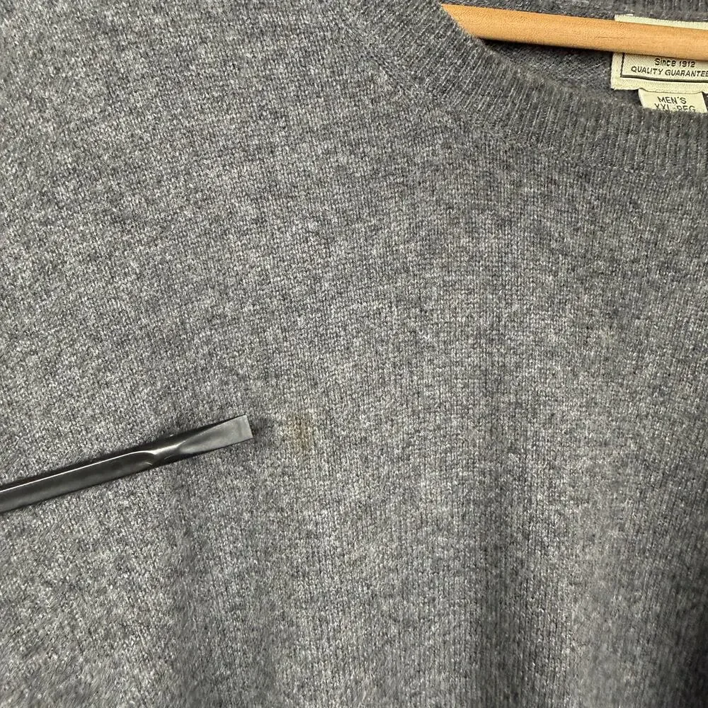 L.L.Bean Cashmere Crewneck Sweater Mens XXL Gray Classic Modern Vintage